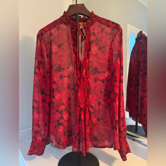 Joe Fresh Tops - Joe Fresh Red and Black Floral Blouse US Large